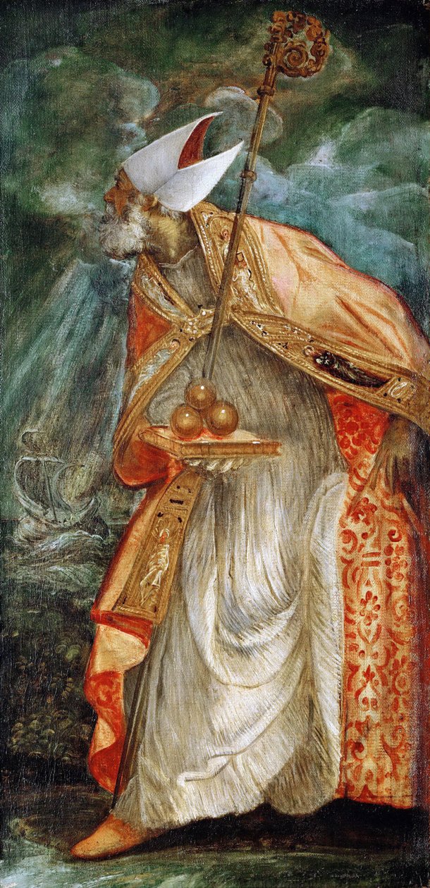 Saint Nicolas de Bari (Nicolas de Myre) (270-345) - Saint Nicolas de Bari - Jacopo Tintoretto (1518-1594). Olje på lerret, ca 1555. Mål : 114x56 cm. Kunsthistorisk museum, Vienne av Jacopo Robusti Tintoretto