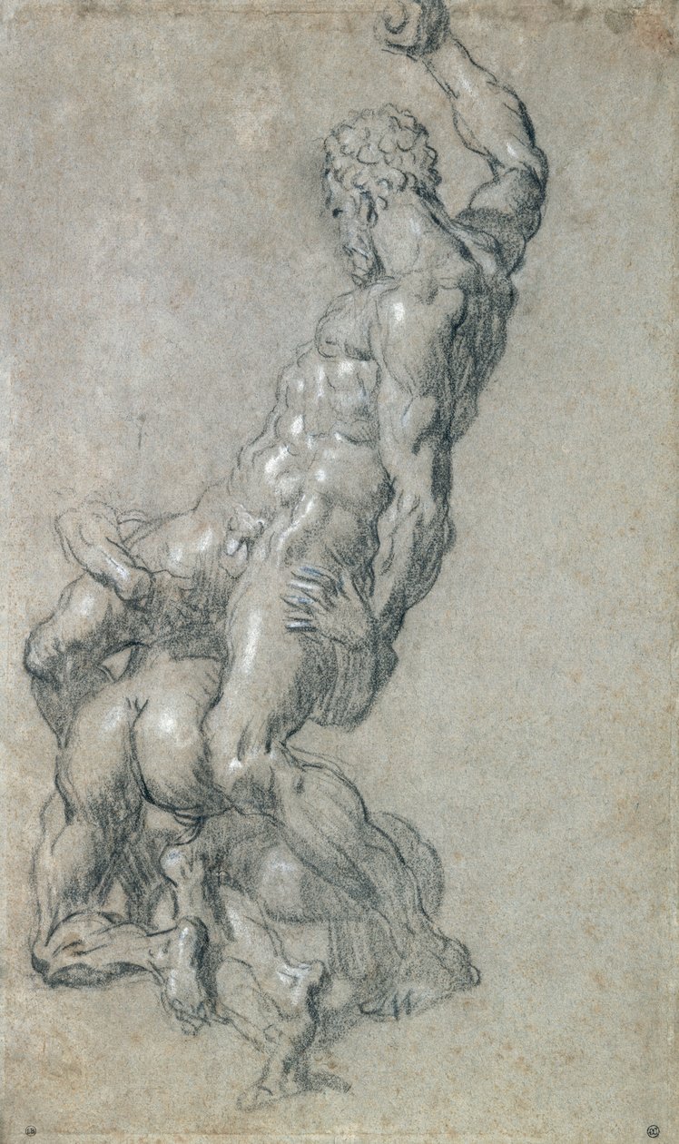 Samson dreper filistrene (kull på papir) av Jacopo Robusti Tintoretto