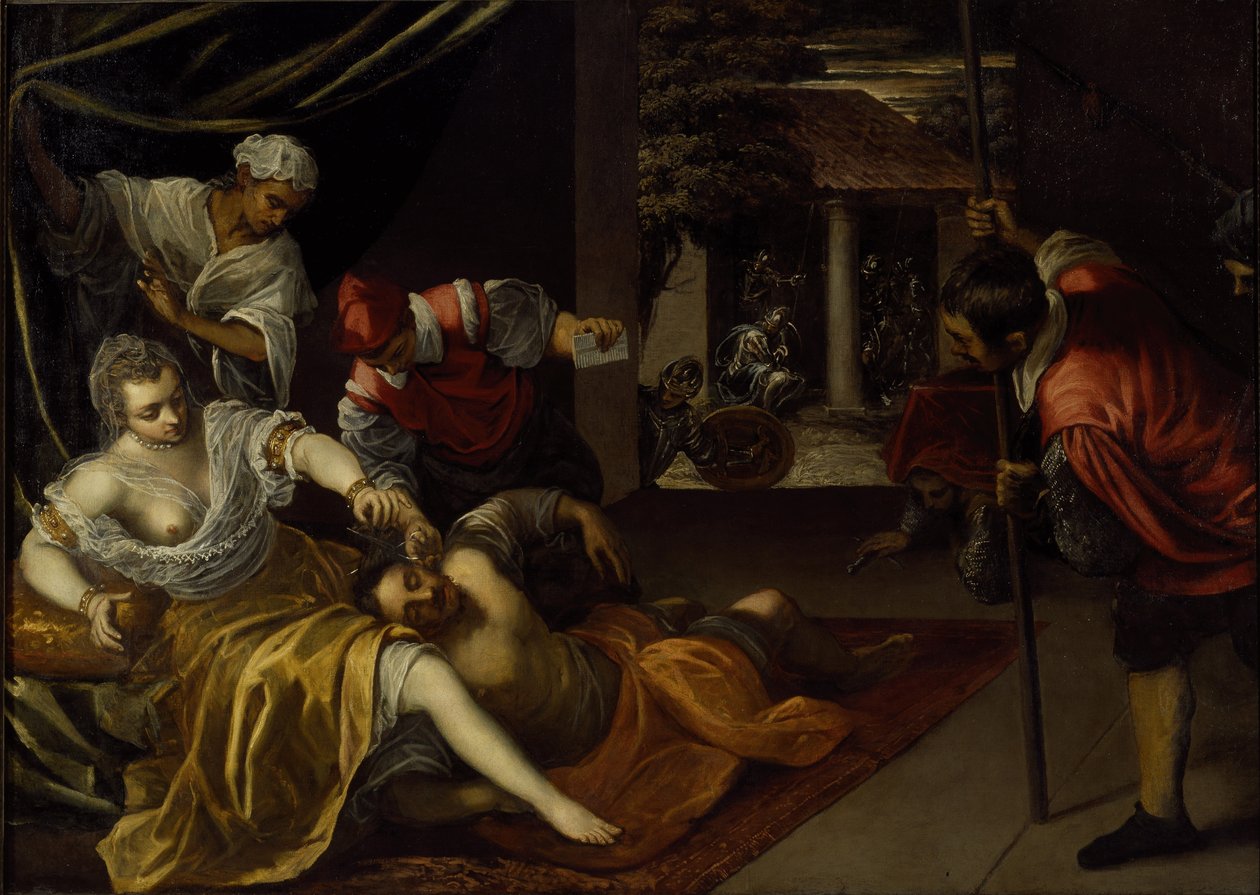 Samson og Delila (olje på lerret) av Jacopo Robusti Tintoretto