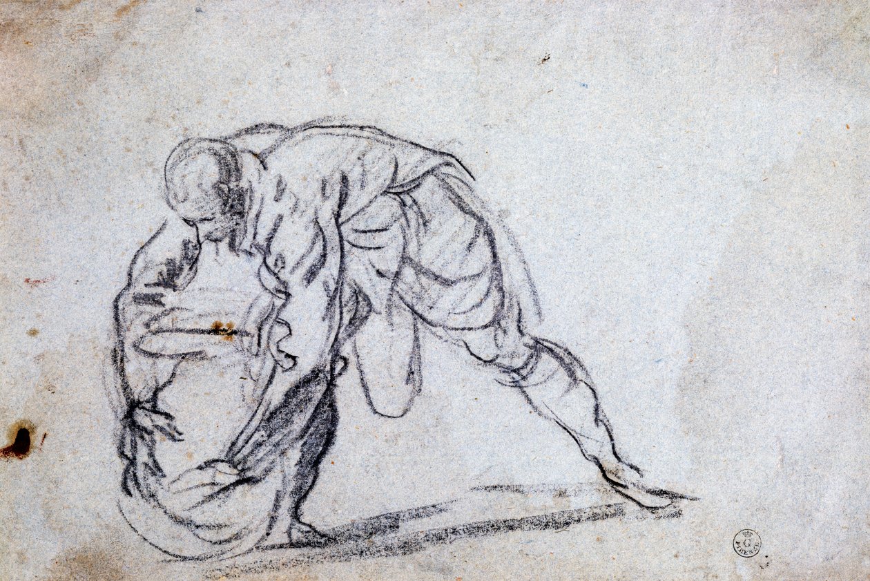 Studie for bøyd mannsfigur av Jacopo Robusti Tintoretto