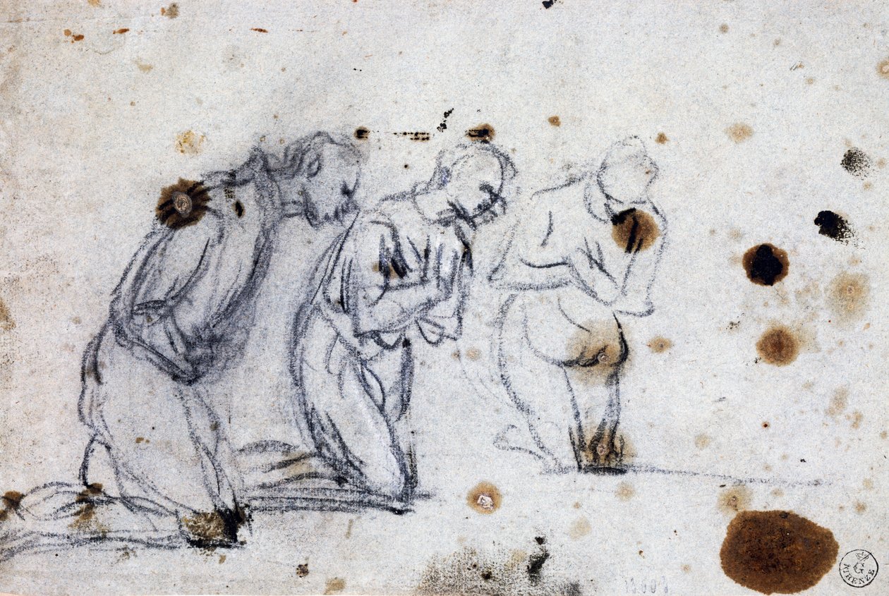Studie for knelende figurer av Jacopo Robusti Tintoretto