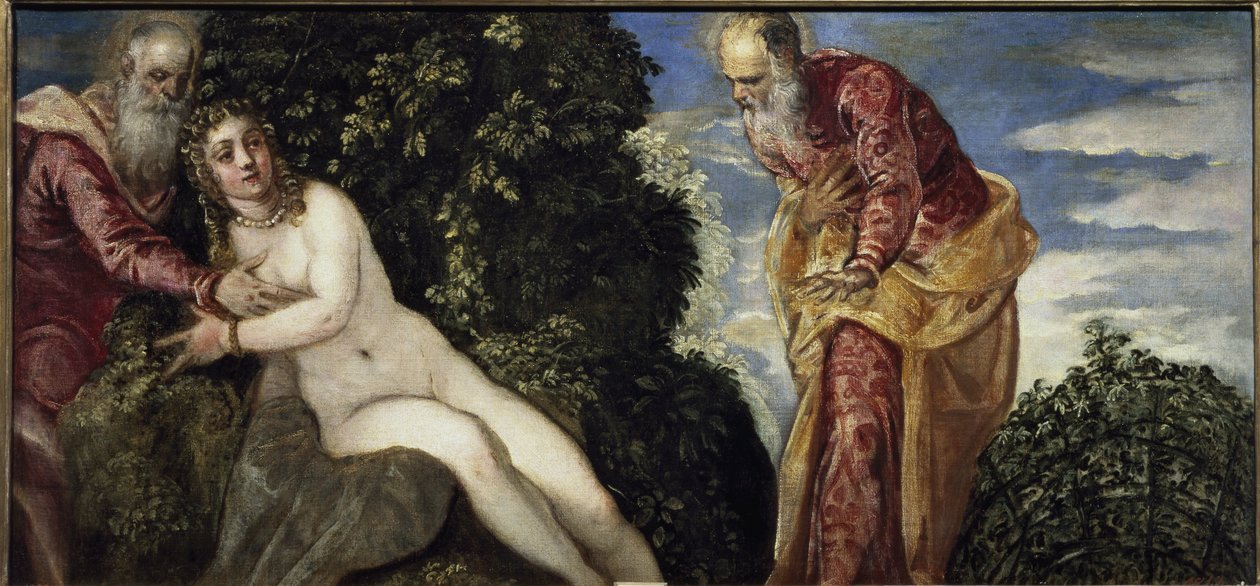 Suzanne and the Elders - Olje på lerret, rundt 1555 av Jacopo Robusti Tintoretto