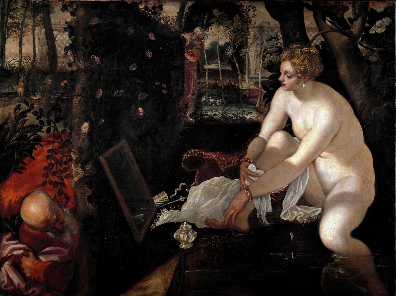 Suzanne and the Elders eller "" Suzanne in the Bath"" Maleri av Jacopo Robusti dit il Tintoretto (Tintoret) (1518-1594) av Jacopo Robusti Tintoretto