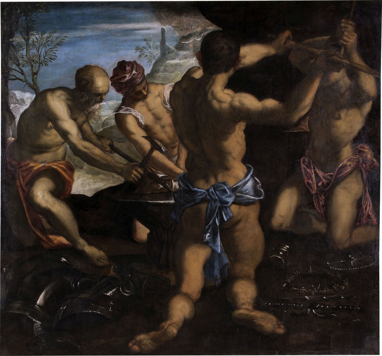 The Forge of Vulcan, 1576-1577. av Jacopo Robusti Tintoretto