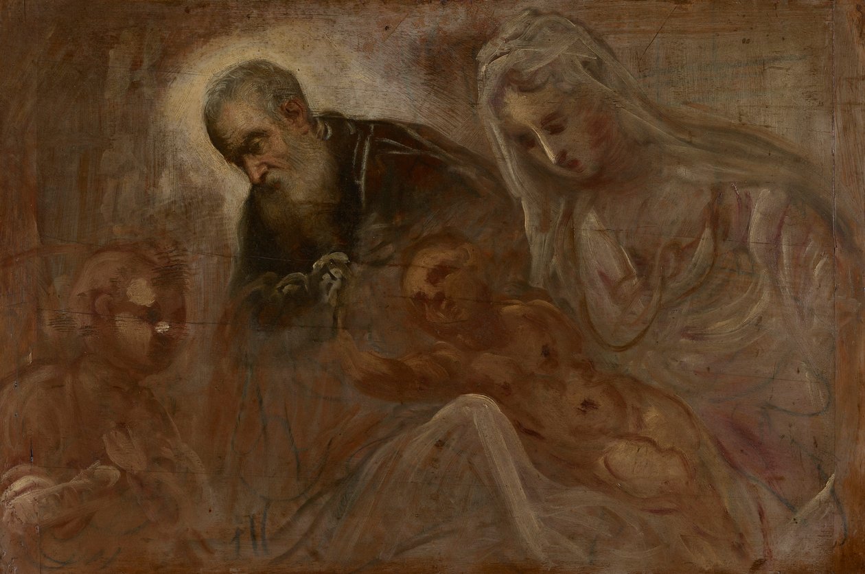 Den hellige familie med den unge døperen Johannes, 1547 av Jacopo Robusti Tintoretto