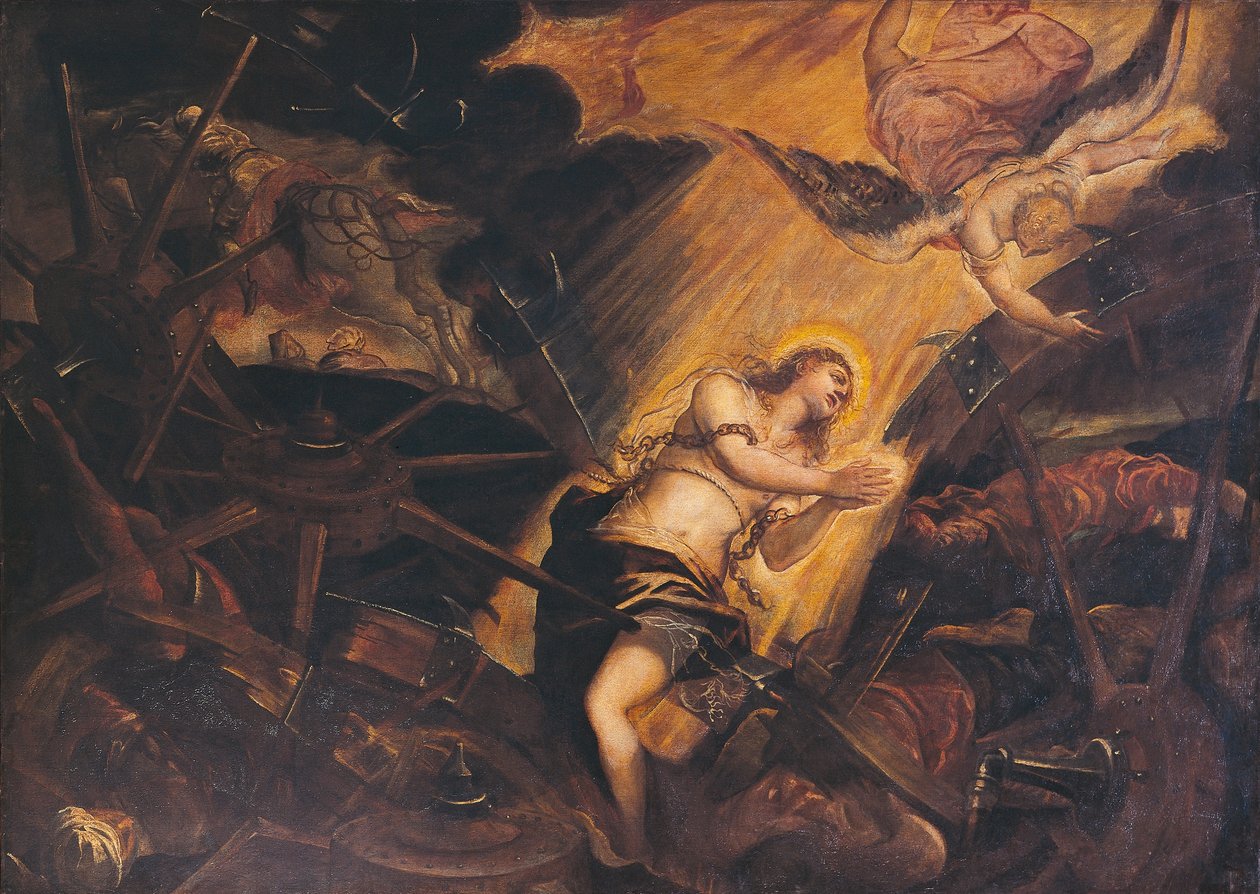 The Martyrdom of St Catherine, av Jacopo Robusti, kjent som Tintoretto (1518-1594), Patriarkalske palass, Venezia, Italia av Jacopo Robusti Tintoretto