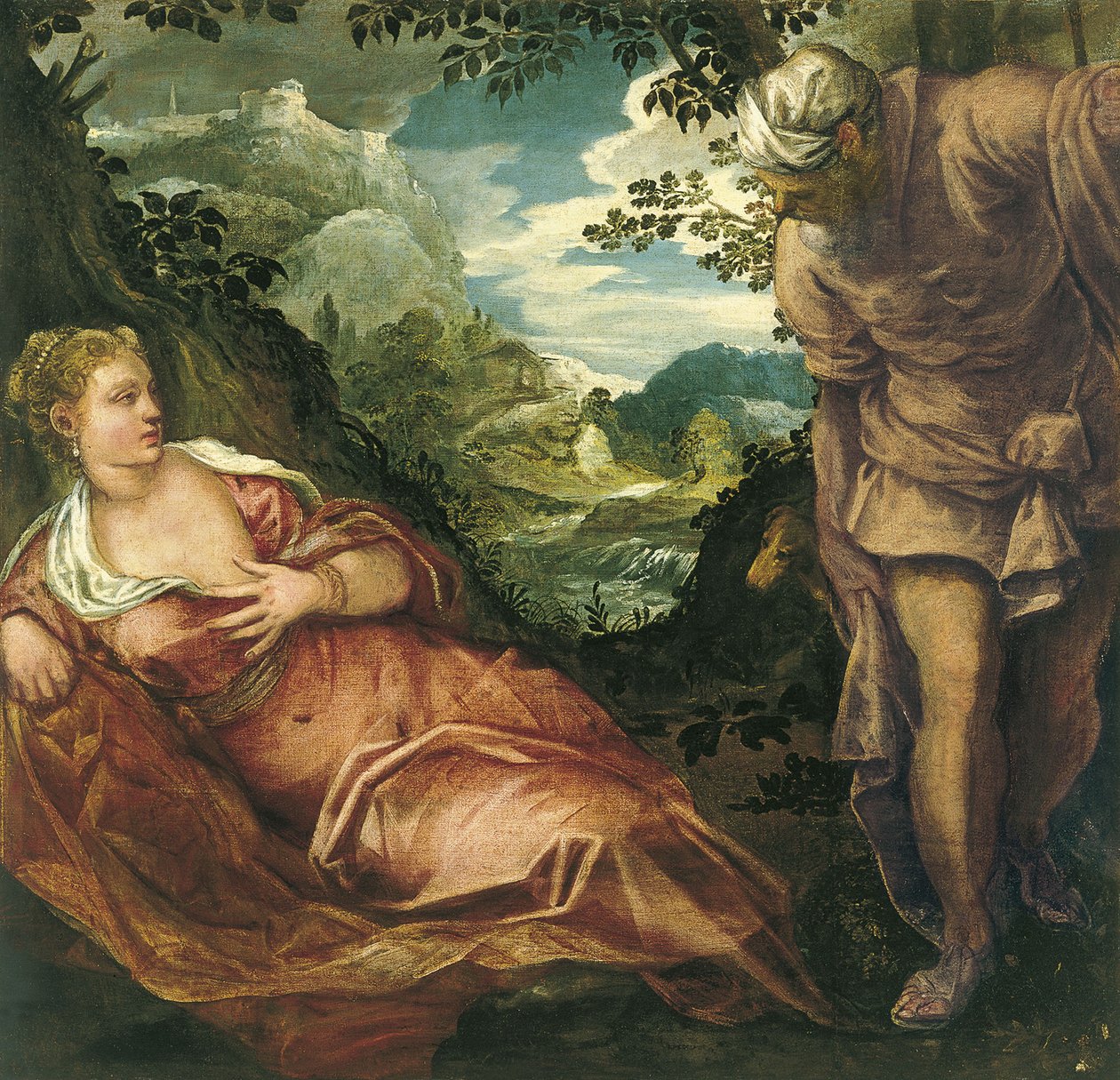 Møtet mellom Juda og Tamar av Jacopo Robusti Tintoretto