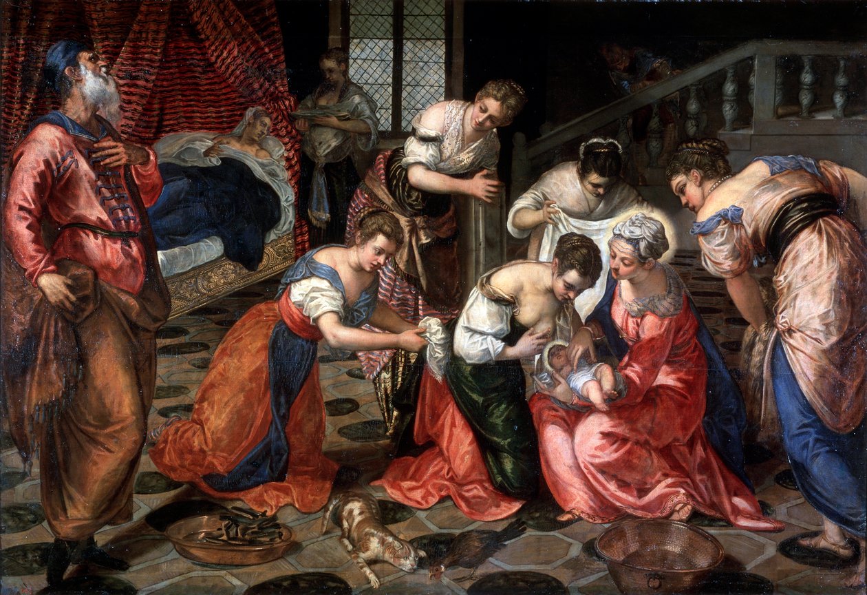 Fødselen til døperen Johannes, 1550. av Jacopo Robusti Tintoretto