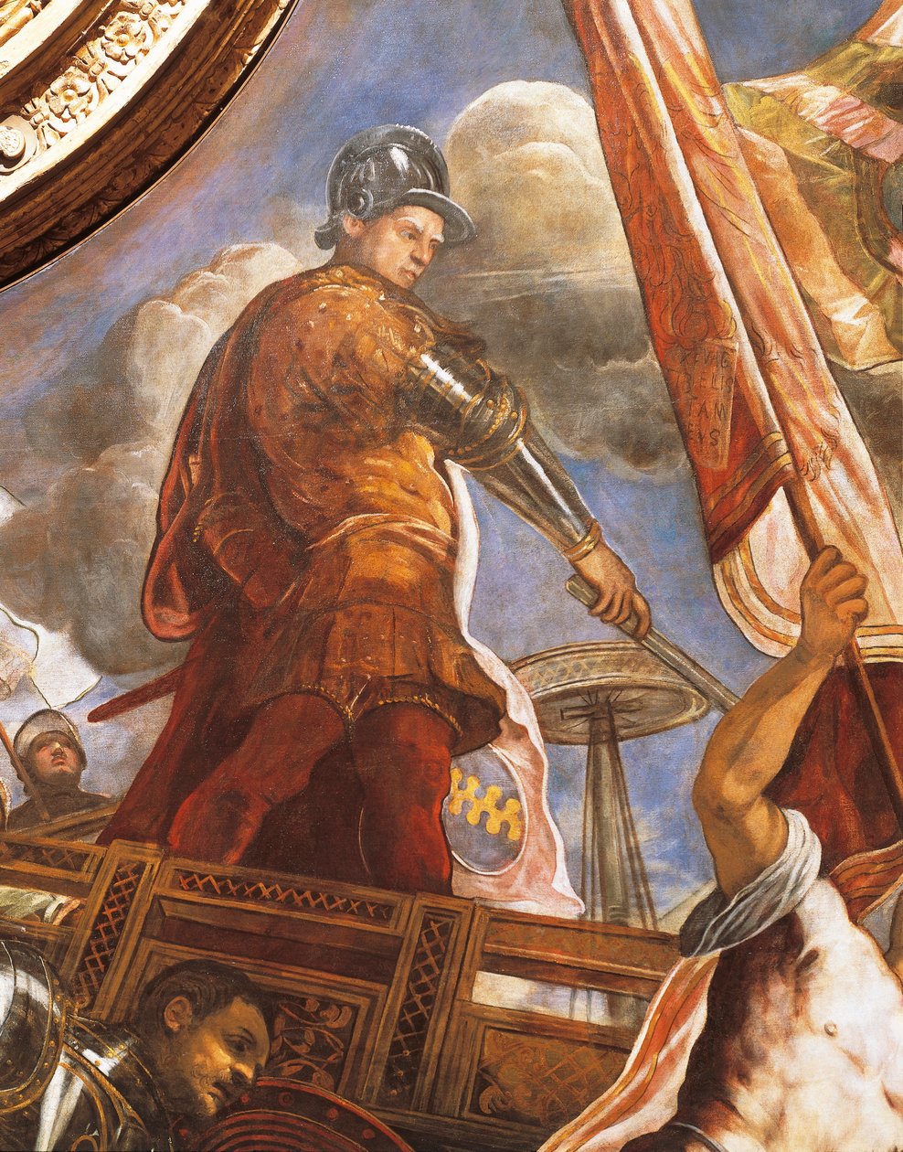 Venetianerne kjemper mot Aragoneserne i Gallipoli, av Jacopo Robusti, kjent som Tintoretto (1518-1594), Detail, Sala del Maggior Consiglio (Hall of Great Council), Palazzo Ducale, Venezia av Jacopo Robusti Tintoretto