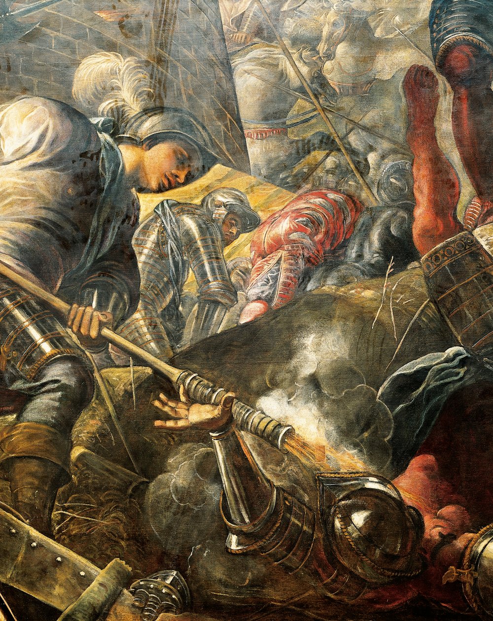 Venetianerne hjelper Brescians med å bryte Filippo Maria Viscontis beleiring, av Jacopo Robusti, kjent som Tintoretto (1518-1594), Detail, Sala del Maggior Consiglio (Hall of Great Council), Palazzo Ducale, Venezia av Jacopo Robusti Tintoretto