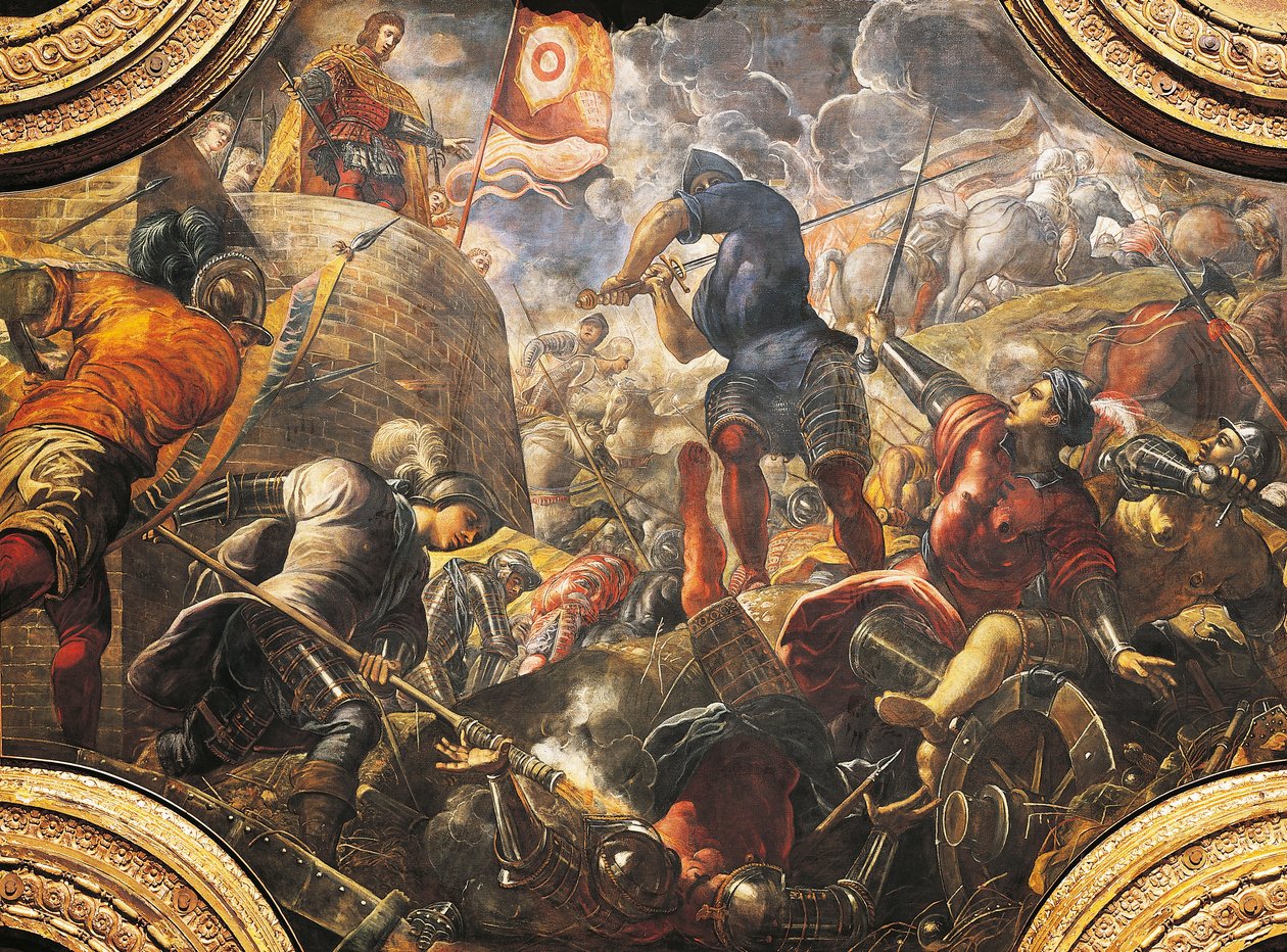 Venetianerne hjelper brescierne med å bryte Filippo Maria Viscontis beleiring av Jacopo Robusti Tintoretto