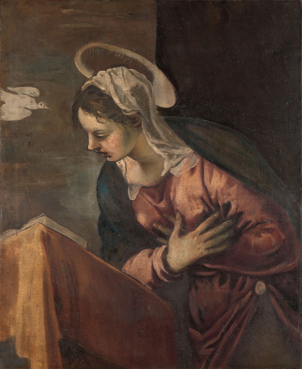 Jomfru fra kunngjøringen til jomfruen, 1560-85 av Jacopo Robusti Tintoretto