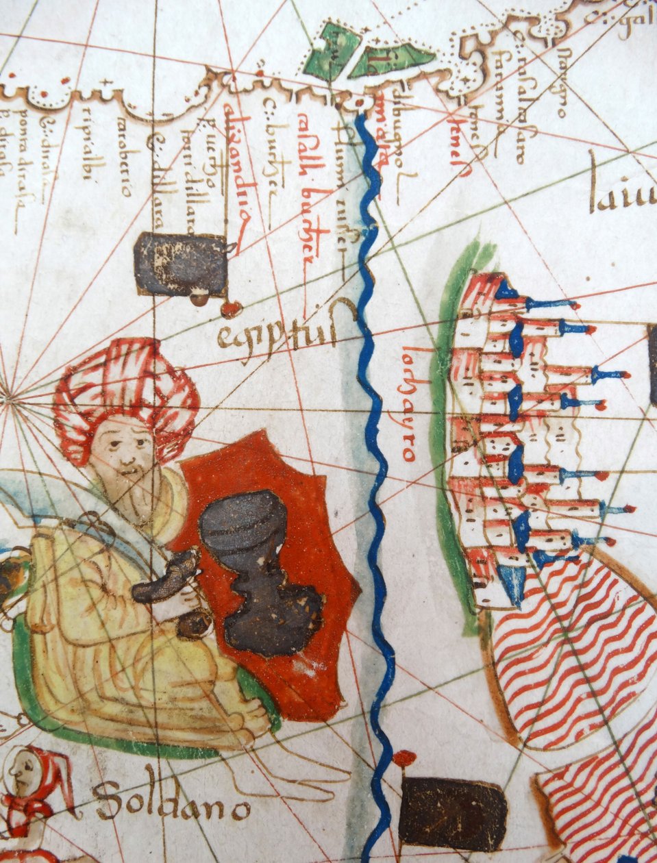 Egypt og Rødehavet detalj fra et renessansekart over Europa, Jacopo Russo (etter) 1528 av Jacopo Russo