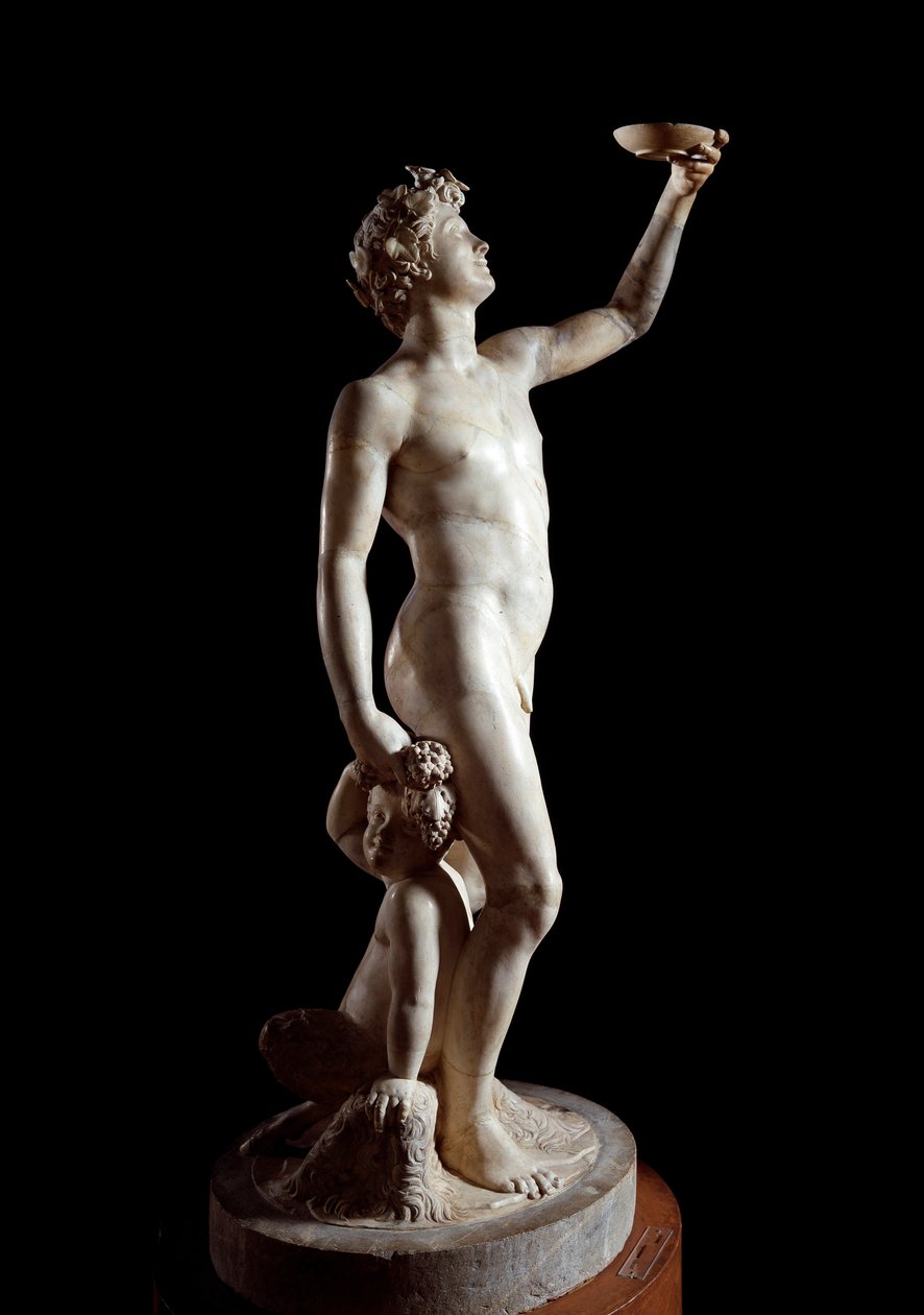 Bacchus (Bacchus). Skulptur av Jacopo Sansovino (Jacopo Tatti) (1486-1570). Marmor. 1510 Høyde: 146 cm. Palazzo Bargello Firenze av Jacopo Sansovino