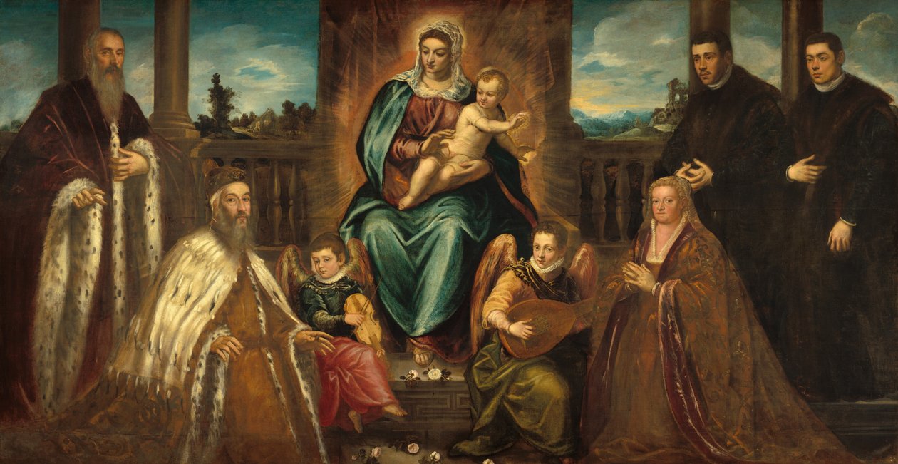 Doge Alvise Mocenigo og familie før Madonnaen og barnet av Jacopo Tintoretto