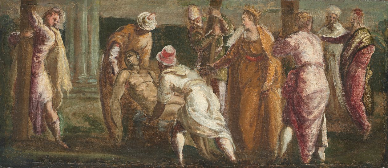 Saint Helen tester det sanne kors, ca. 1545. av Jacopo Tintoretto