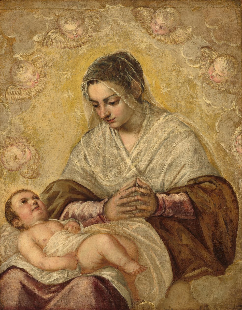 Stjernenes Madonna av Jacopo Tintoretto and Workshop