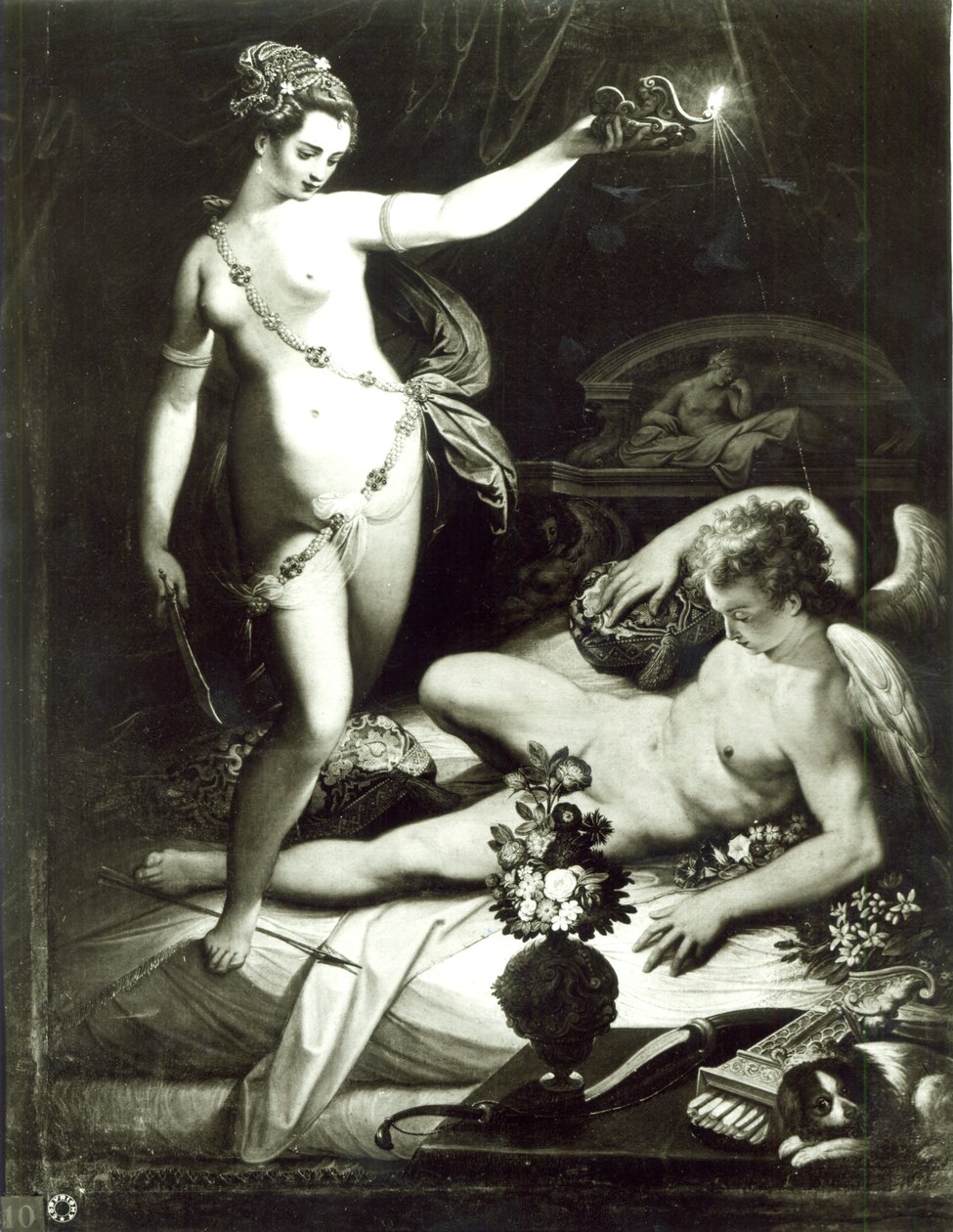 Psyche Overraskende Amor av Jacopo Zucchi