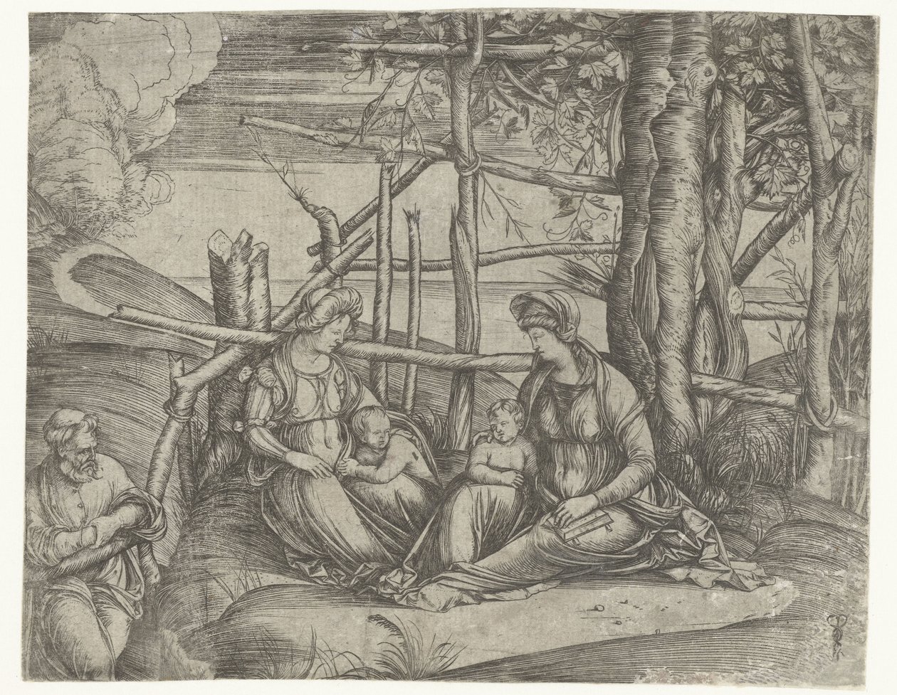 Hellig familie med Elisabeth og døperen Johannes av Jacopo de