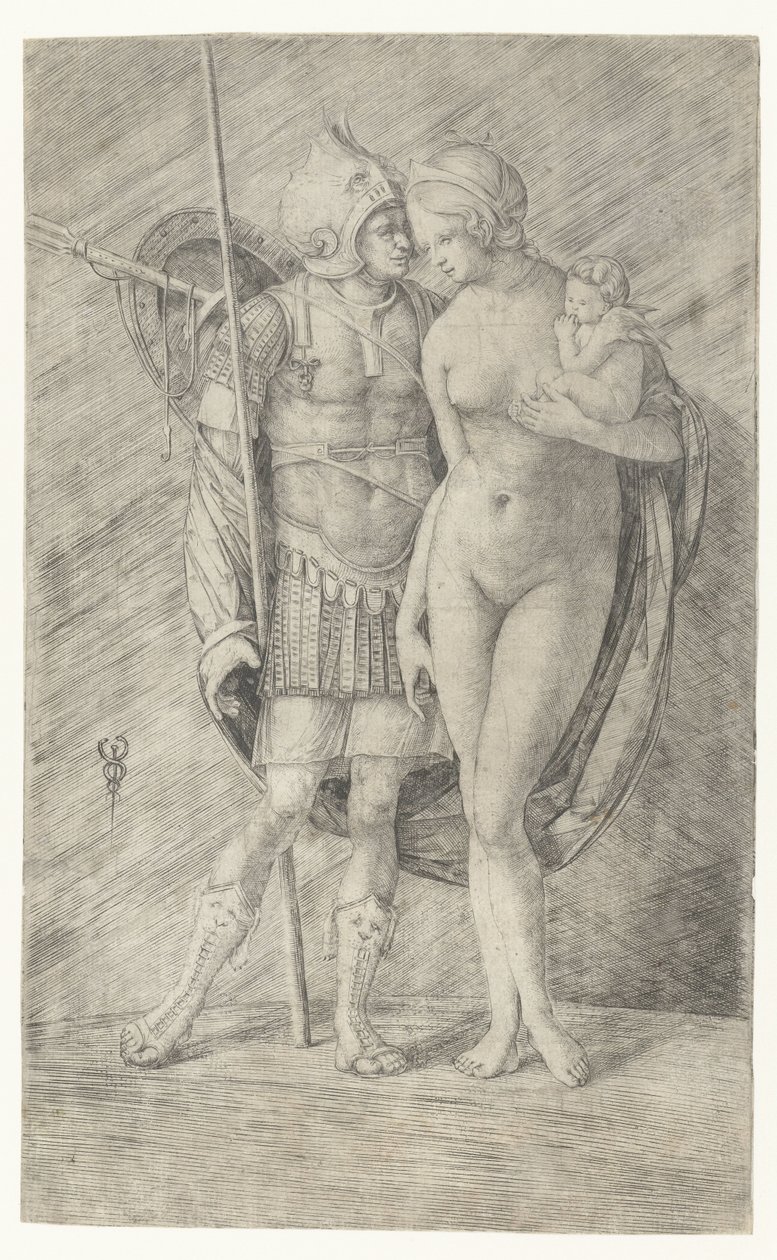 Mars i rustning og naken Venus med Amor av Jacopo de