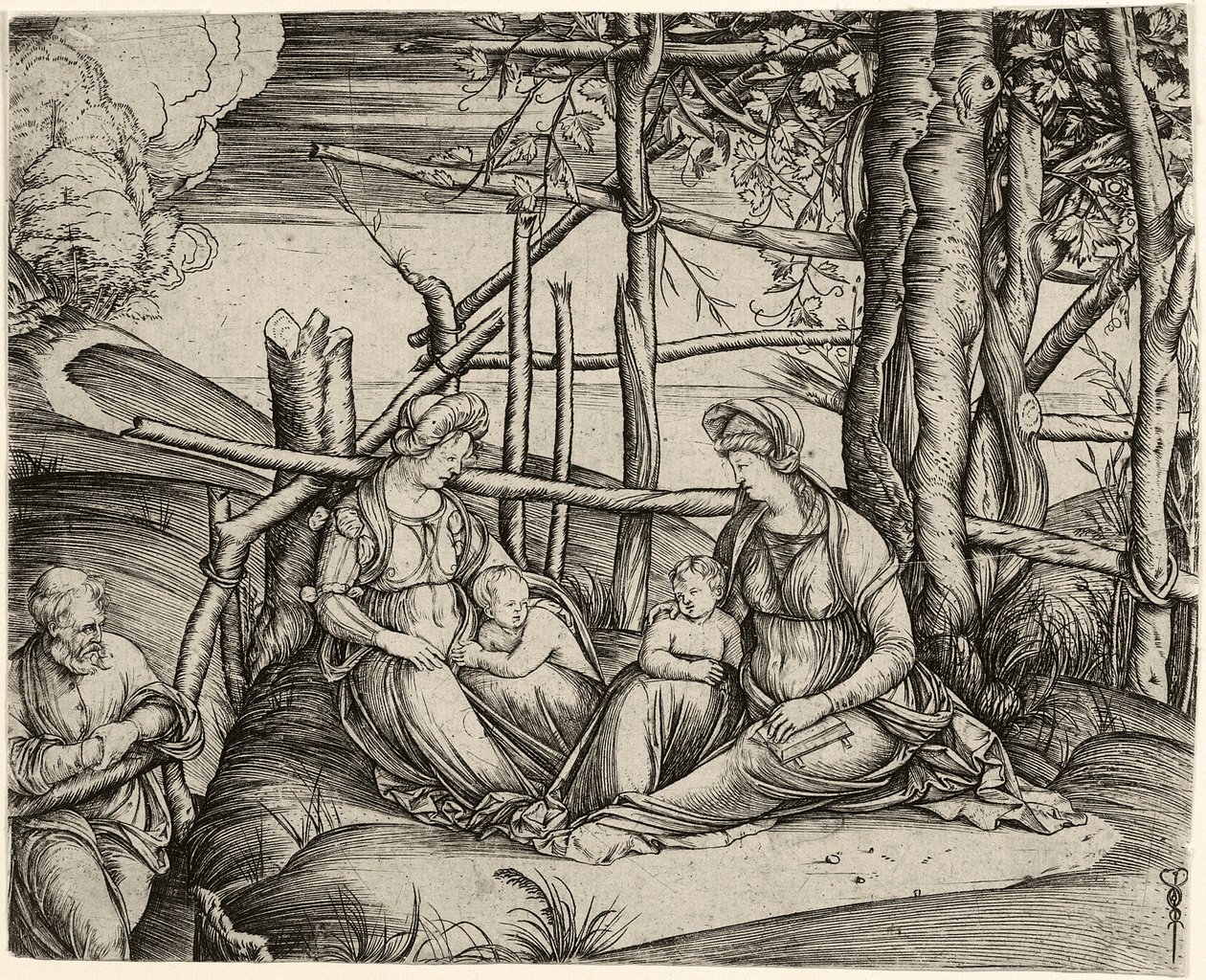 Den hellige familie med St. Elisabeth og Johannesknaben av Jacopo de Barbari