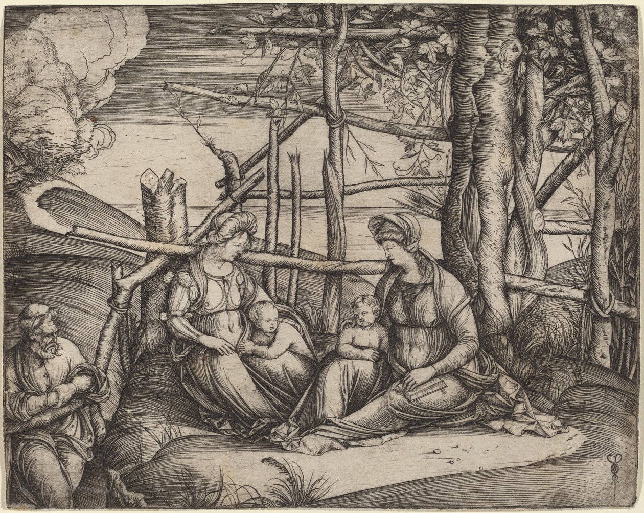 Hellig familie med Saint Elizabeth og spedbarnet Saint John the Baptist av Jacopo de