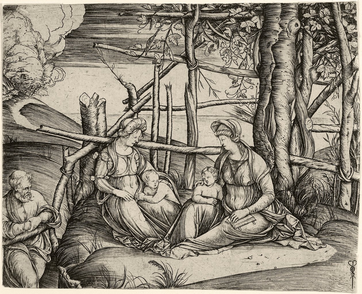 Den hellige familie med St. Elizabeth og spedbarnet St. John, ca. 1499-1501 av Jacopo de Barbari