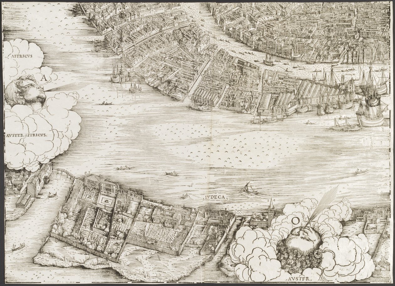 Utsikt over Venezia [nedre venstre blokk], 1500. av Jacopo de Barbari