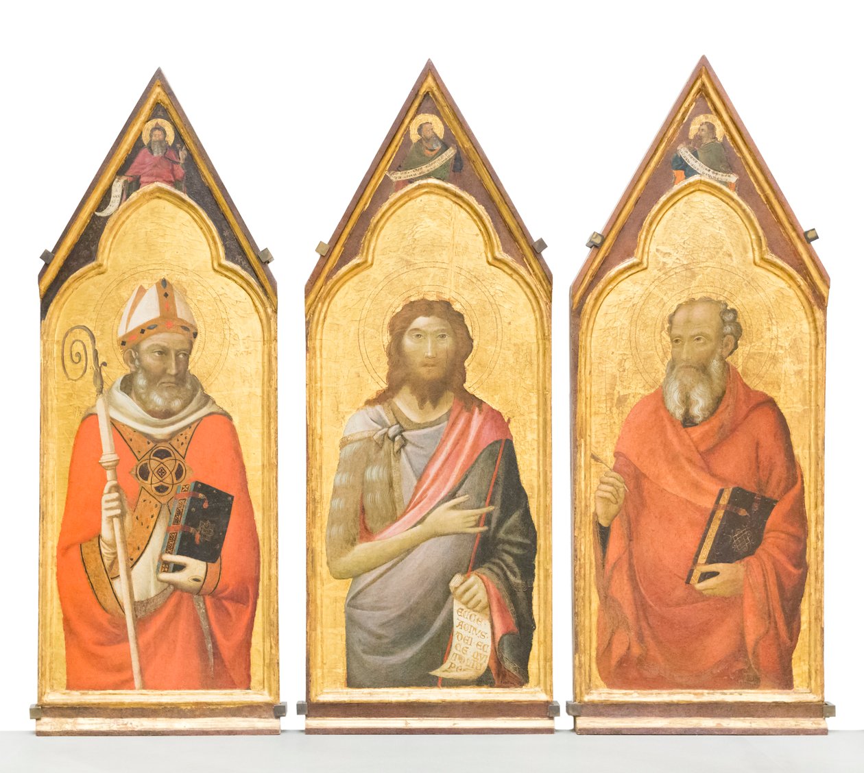 Den hellige døperen Johannes, den hellige Johannes evangelisten, den hellige Giles av Jacopo del Casentino