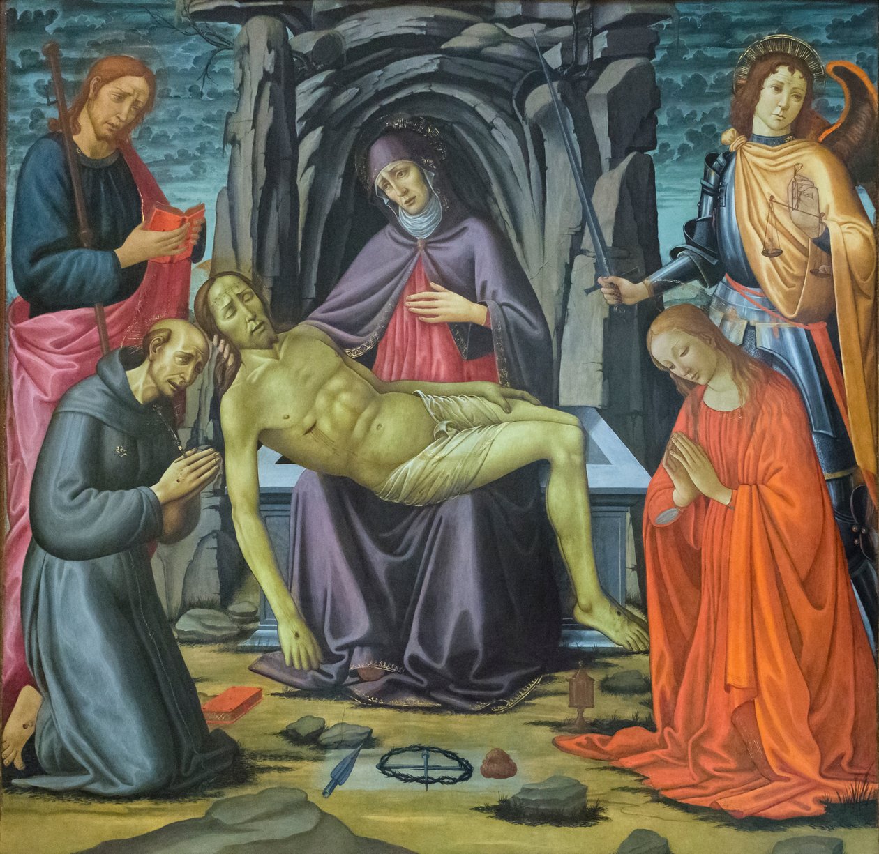 Avsetningen og helgener av Jacopo del Sellaio
