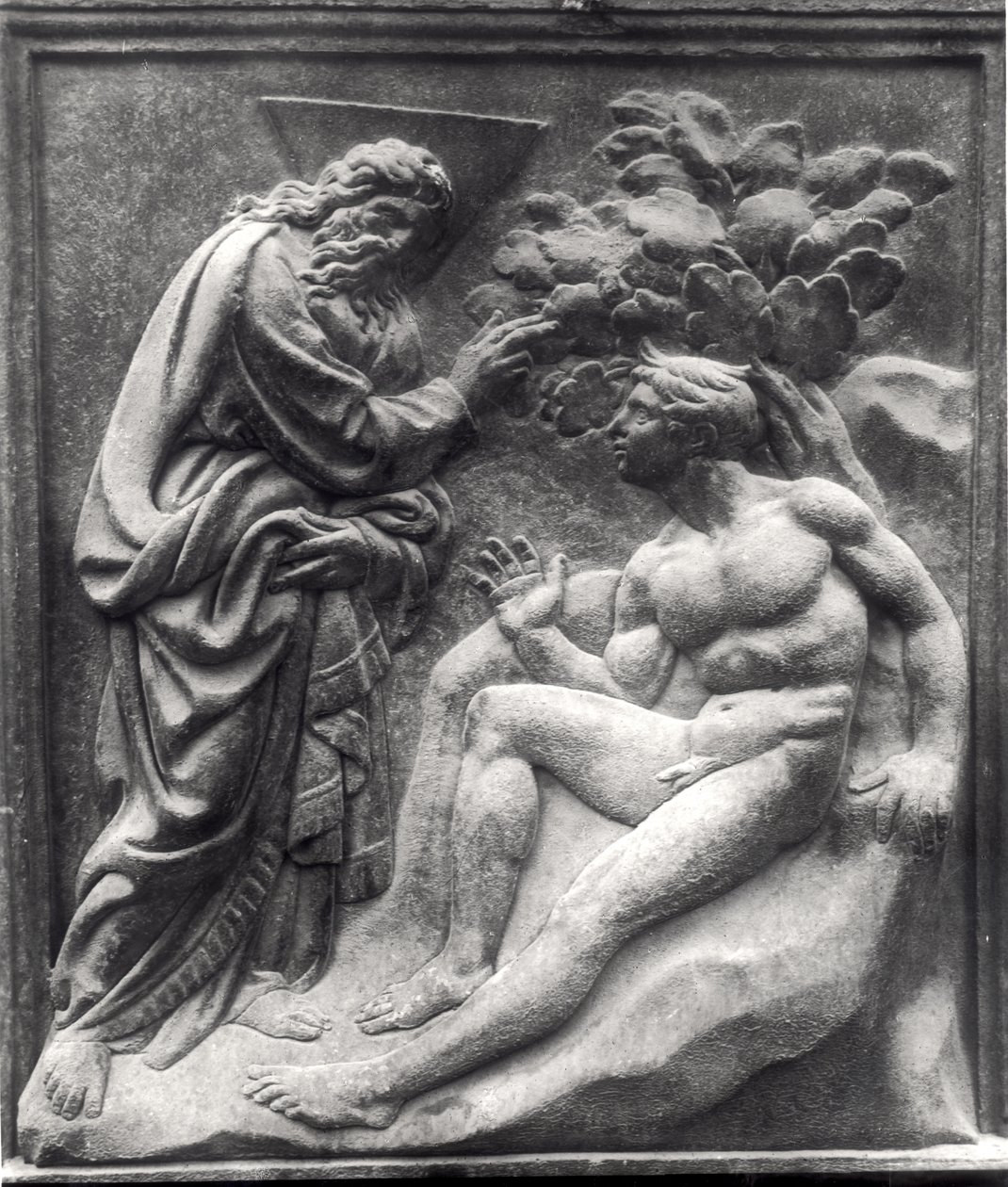 Skapelsen av Adam, panel fra Porta Magna, ca. 1430 (marmor) av Jacopo della Quercia