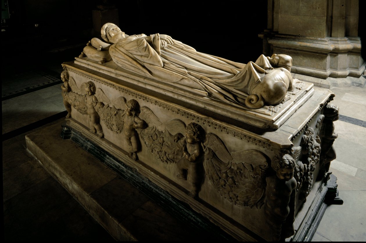 Monument til Ilaria del Carretto til familien til Marquis of Savona. Detalj. Marmor skulptur av Jacopo della Quercia