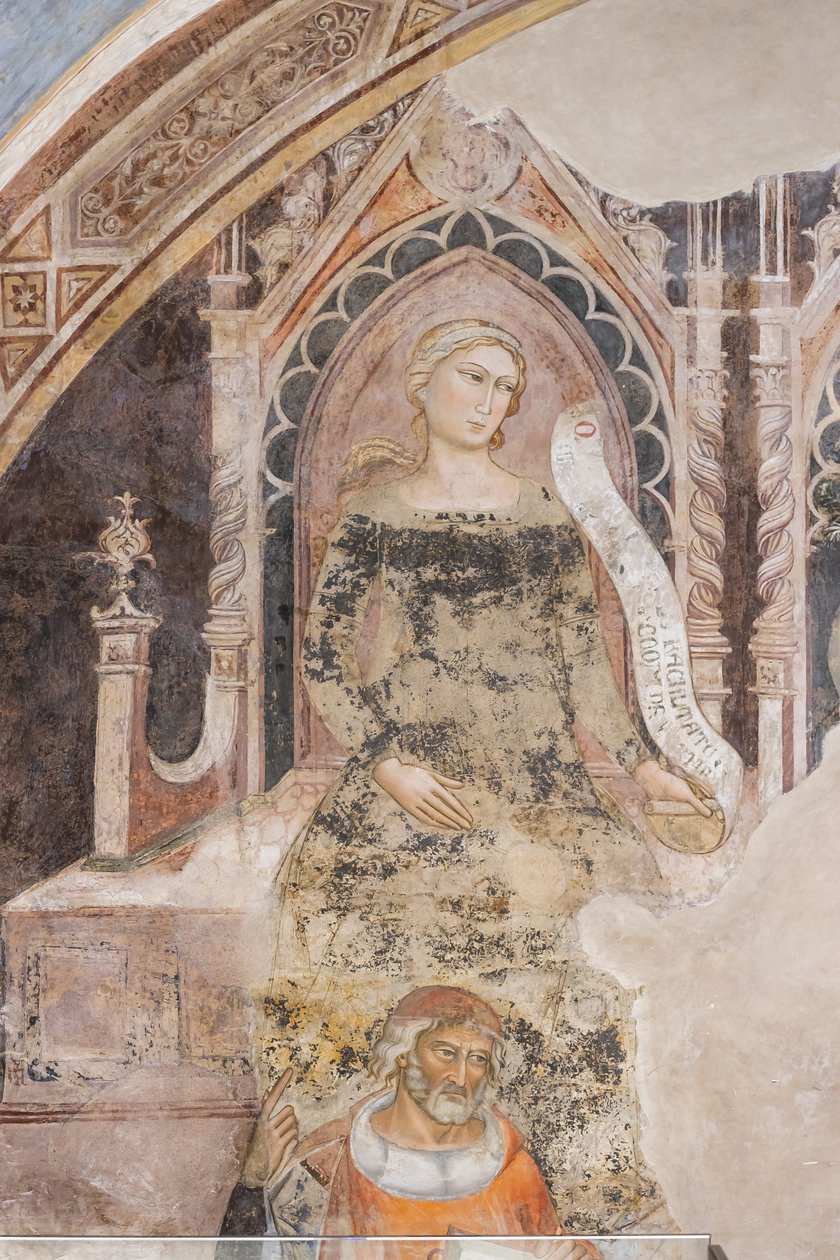 Allegory of Retoric, under hans ideelle representant, sannsynligvis Isocrates eller Demosthenes (fresco) av Jacopo di Cione