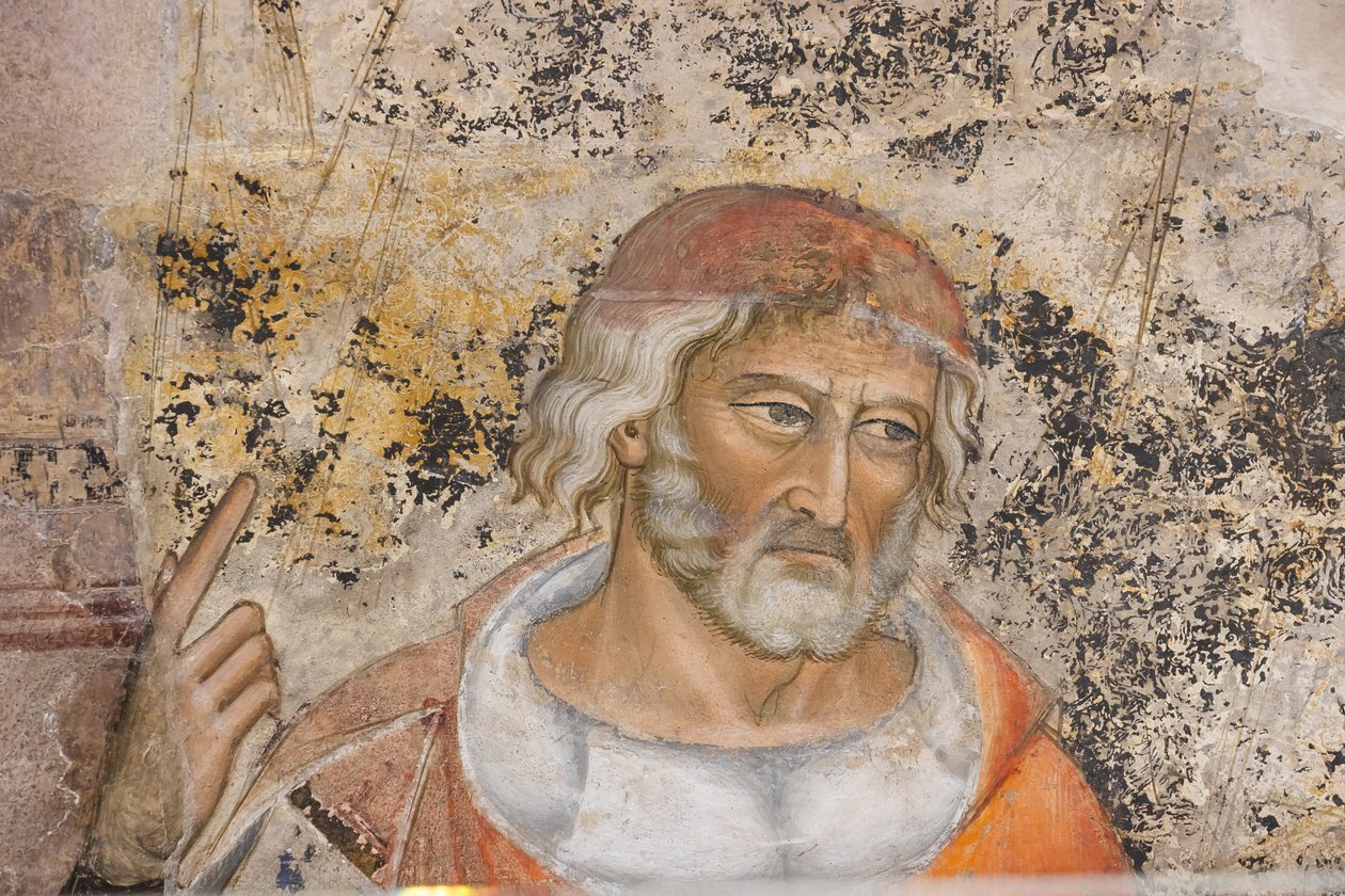 Portrett av Isokrates eller Demosthenes, detalj fra allegorien om retorikk (fresko) av Jacopo di Cione