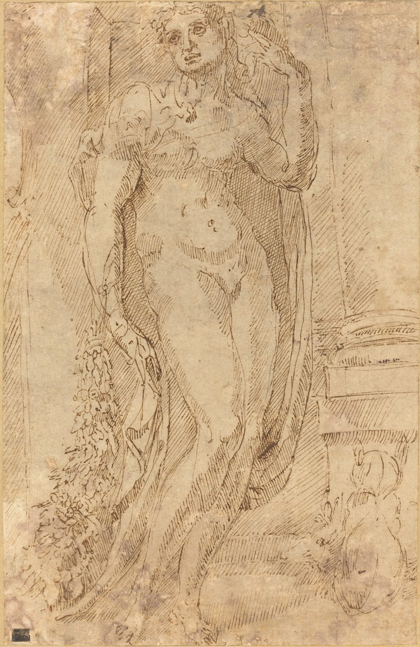 Allegorisk figur med en katt og en gris av Jacopo di Giovanni