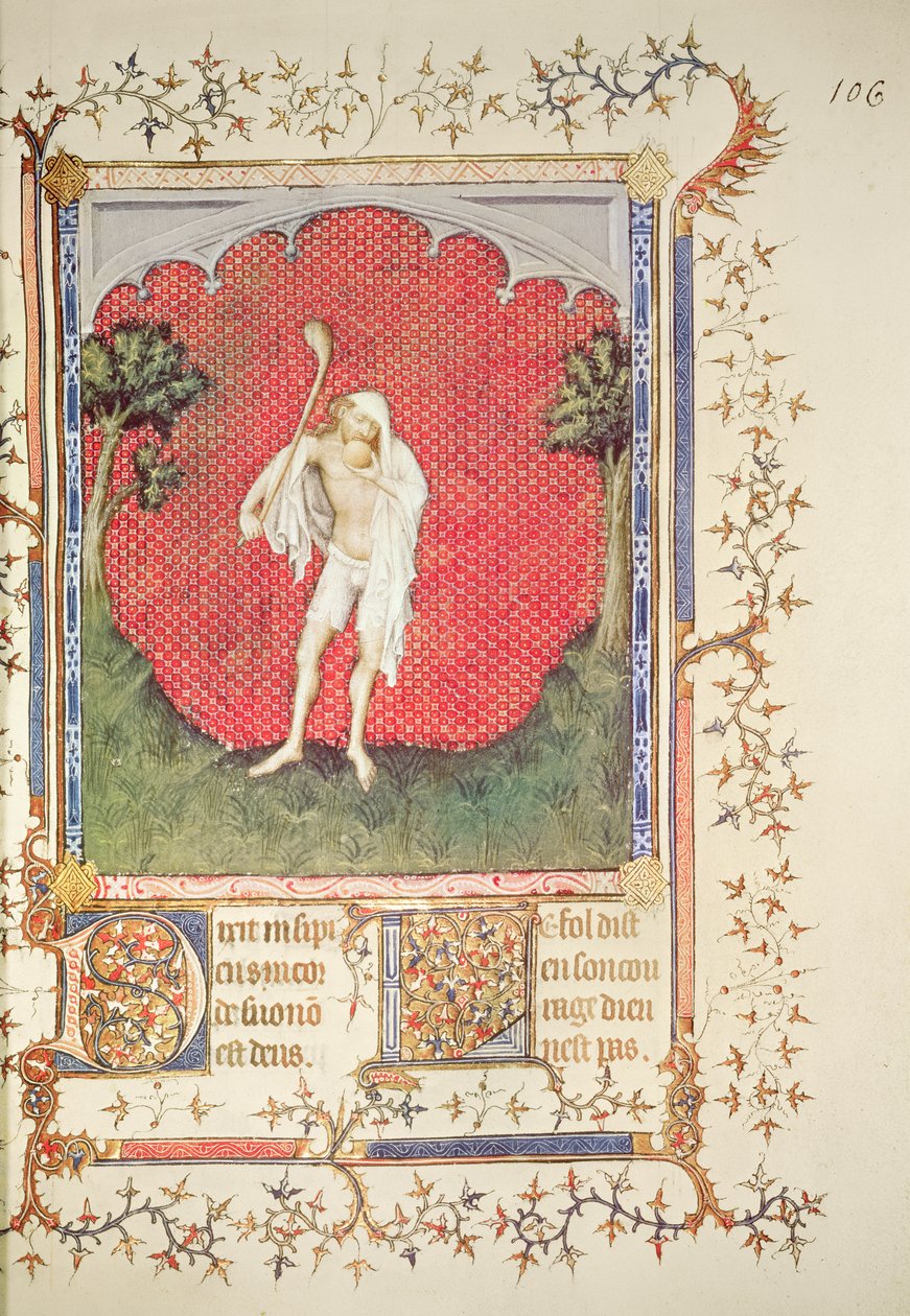 Fr 13091 f.106 Dåren, fra 'Psalter of Jean de Berry', ca. 1386 av Jacquemart de Hesdin