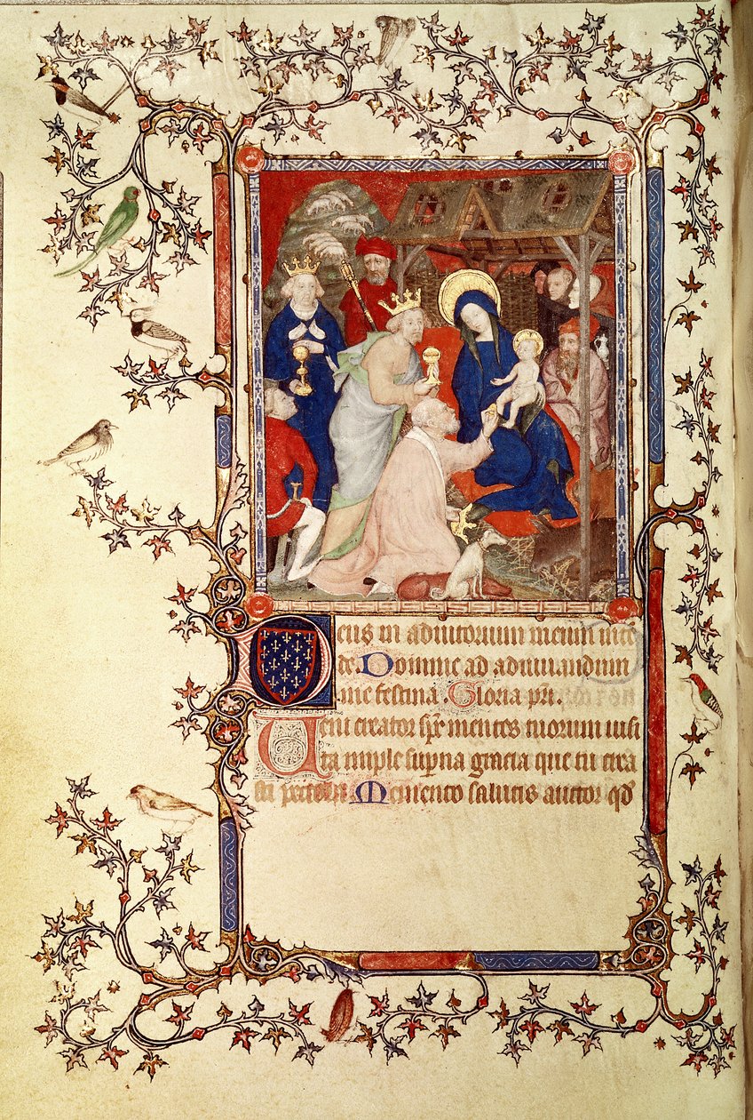 Lat 18014 f.42v The Adoration of the Magi, fra Les Petites Heures de Duc de Berry, c.1385-90 av Jacquemart de Hesdin