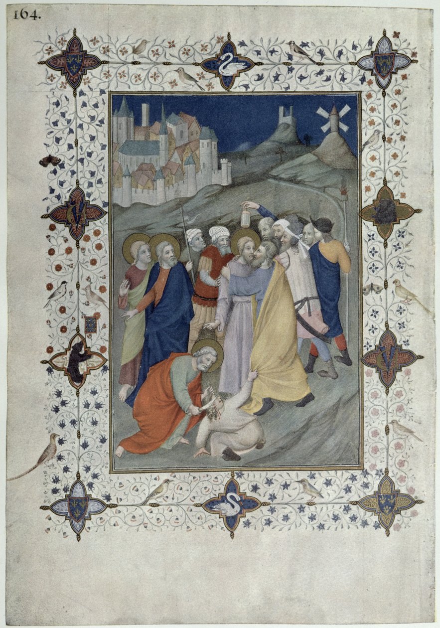 MS 11060-11061 Hours of the Cross: Matin og Laudes, The Betrayal av Judas, fra 
