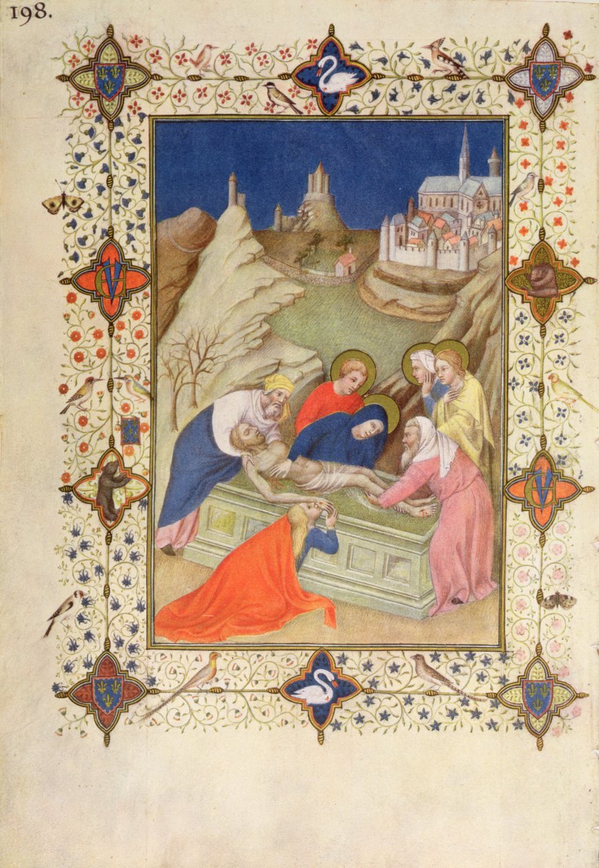 MS 66060-66061 Hours of the Cross: Compline, The Entombment av Jacquemart de Hesdin