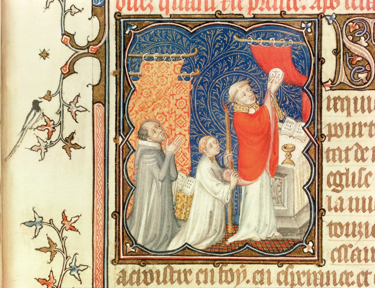 Ms Lat 18014 Jean de France (1340-1416) hertug av Berry ber før vertens heving, fra Les Petites Heures de Duc de Berry, ca. 1385-90 av Jacquemart de Hesdin