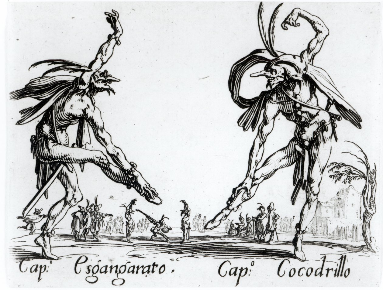 I Balli de Spessanei, eller Le Grande Chasse (gravering) (bw-bilde) av Jacques Callot