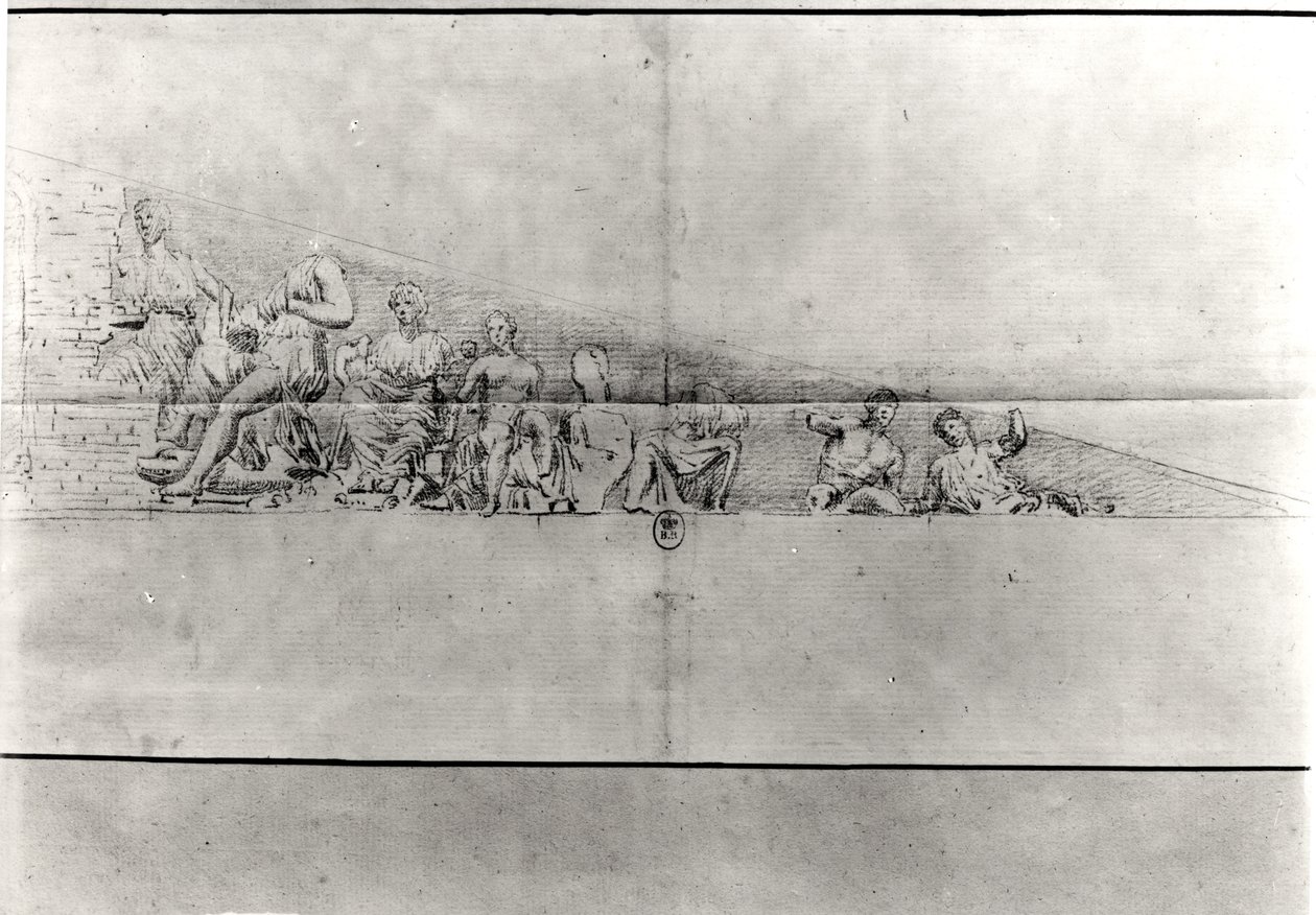 Studie av frisen fra et pediment av Parthenon av Jacques Carrey