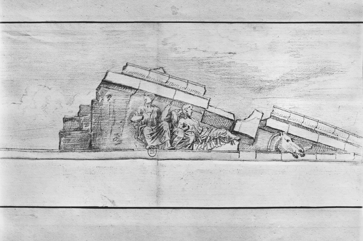Studie av frisen fra den vestlige pedimenten av Parthenon av Jacques Carrey