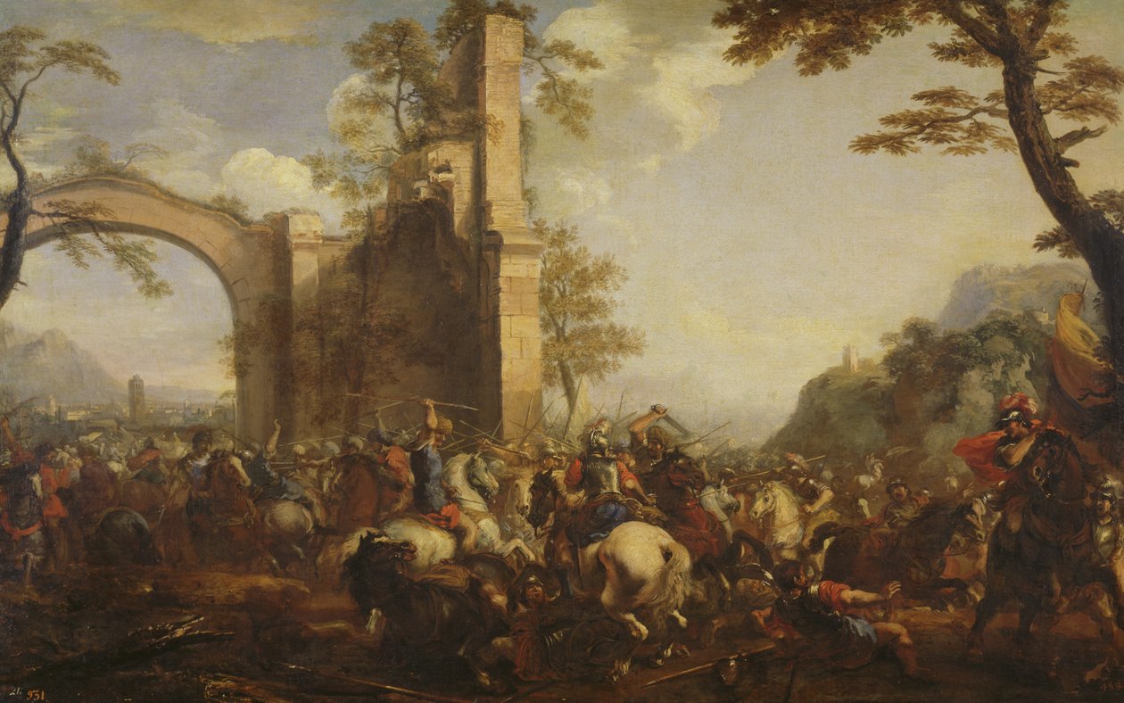 Slaget ved Lepanto mellom de kristne og muslimene av Jacques Courtois