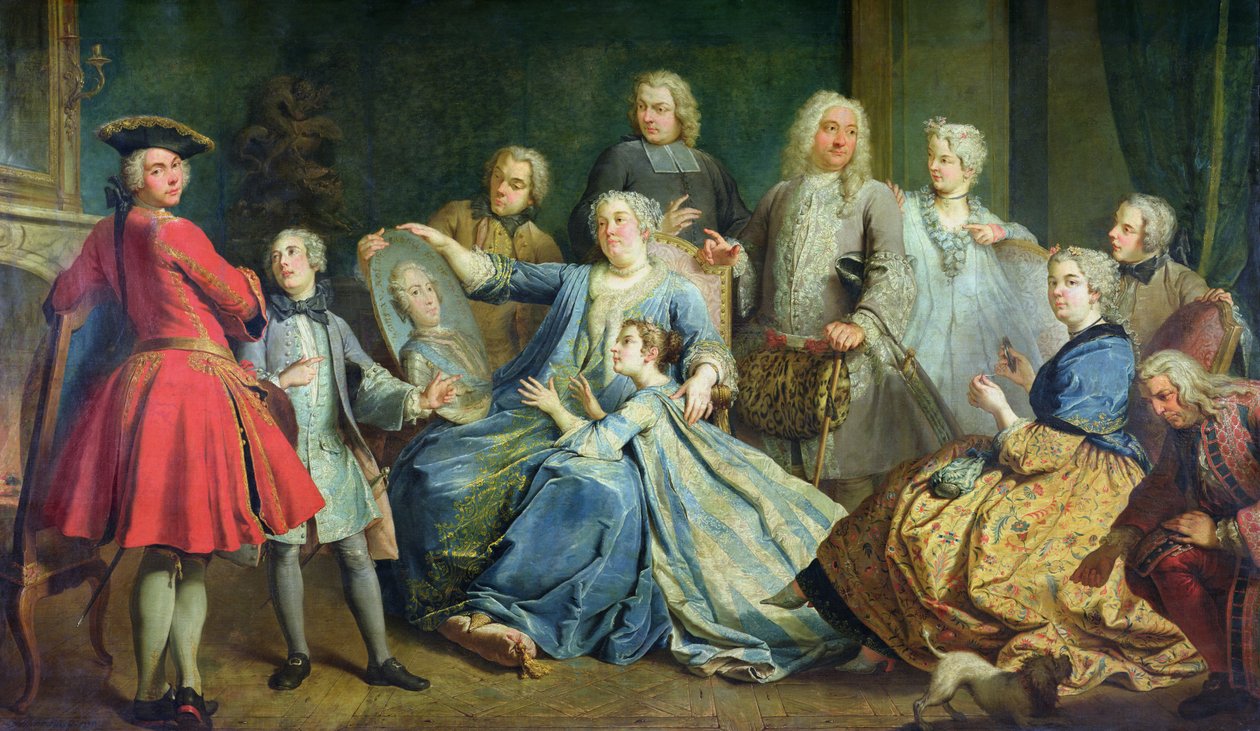 Madame Mercier (1683-1750) omgitt av sin familie, 1731 av Jacques Dumont