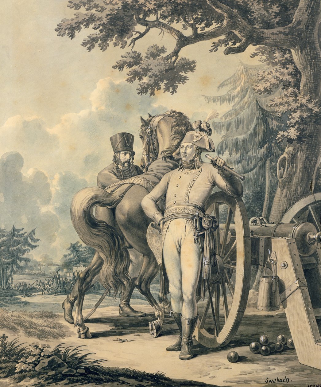 General Jean Victor Moreau (1763-1813) (penn og blekk, gouache og wc på papir) av Jacques Francois Joseph Swebach