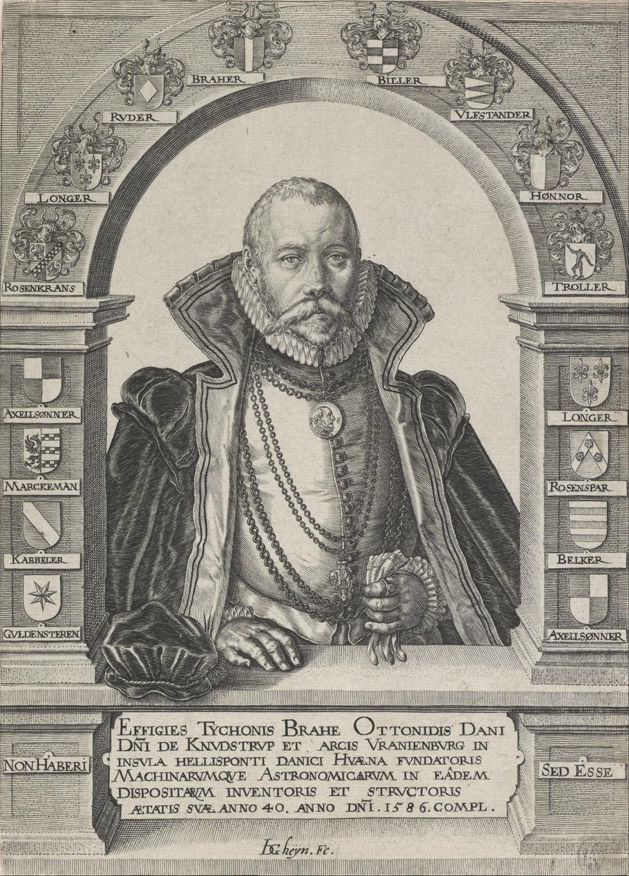 Portrett av Tycho Brahe, astronom (uten hatt) av Jacques Gheyn de Ii