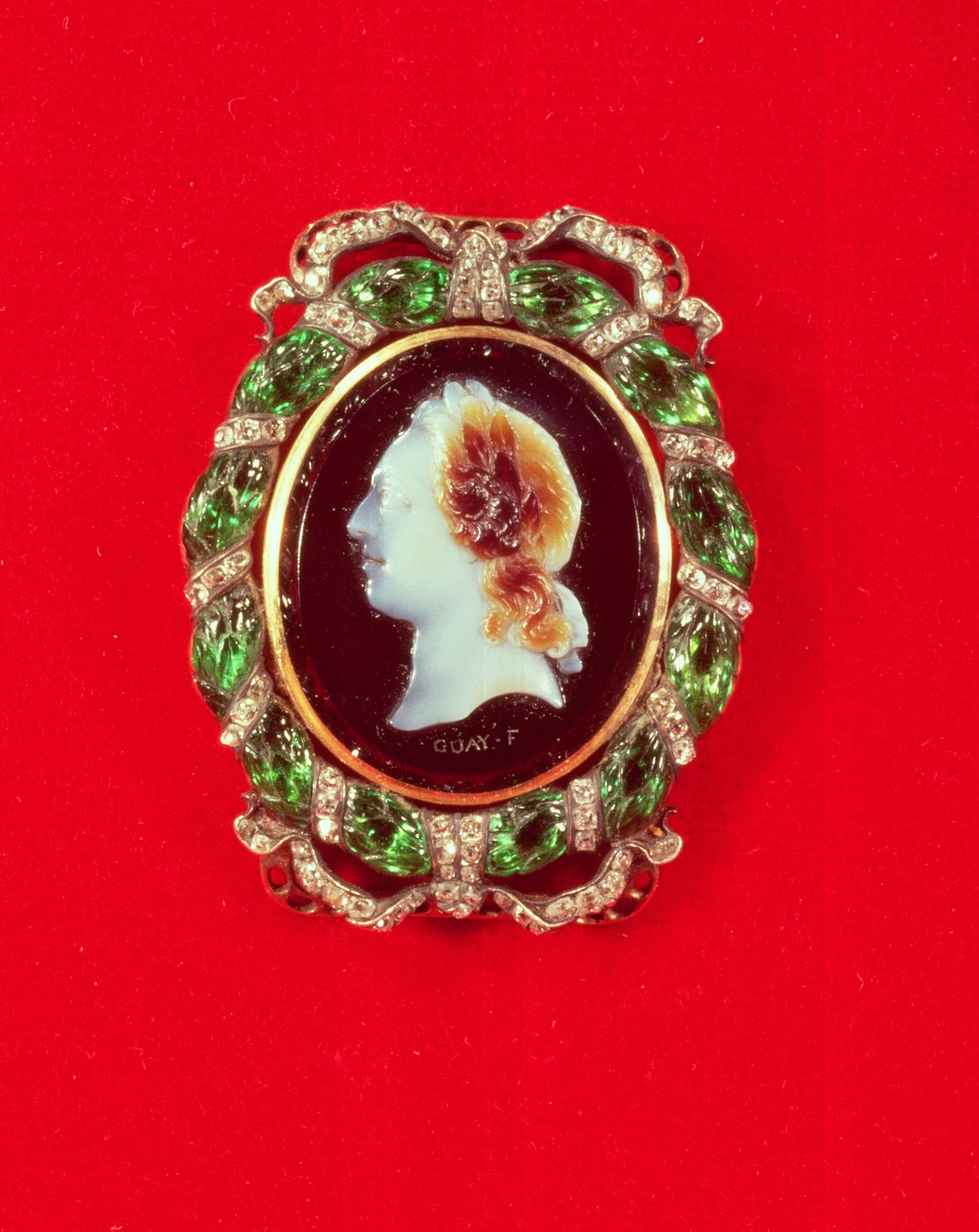 Cameo of Louis XV (1710-74) fra et armbånd båret av Madame de Pompadour (sardonyx og edelstener) av Jacques Guay