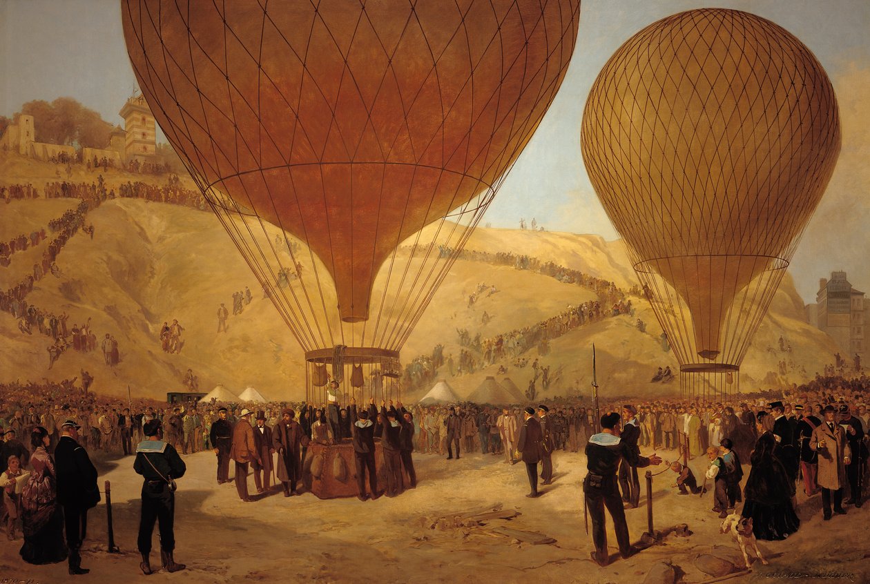 Leon Michel Gambettas (1838-82) avgang i ballongen 