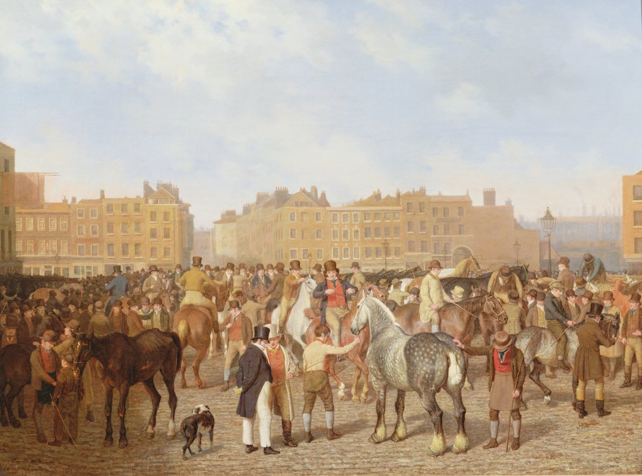 Old Smithfield Market, London, 1824 av Jacques Laurent Agasse